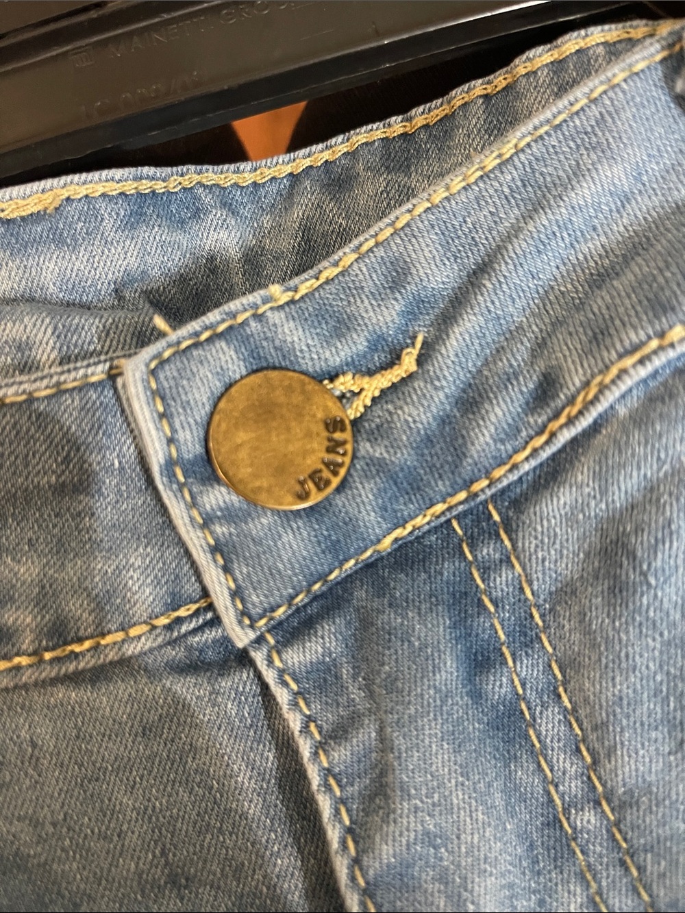 Light Wash Distressed Flare Jeans with Frayed Hem - Picture 3 of 4